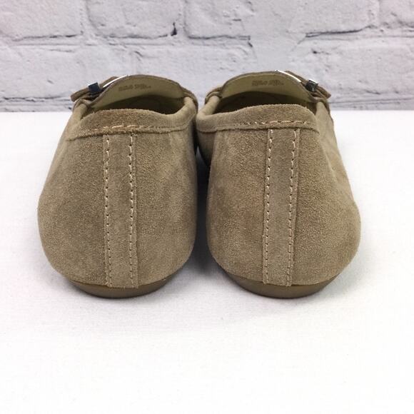 Michael Michael Kors Almond Toe Buckle Suede Preppy Minimalist Tan Loafer 10M - Picture 7 of 13